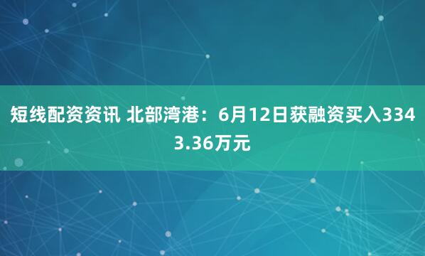 短线配资资讯 北部湾港：6月12日获融资买入3343.36万元